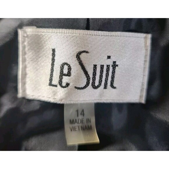 Le Suit Women Career Pantsuit Size 14 Pinstriped Charcoal One Button Blazer 197P - Picture 7 of 10